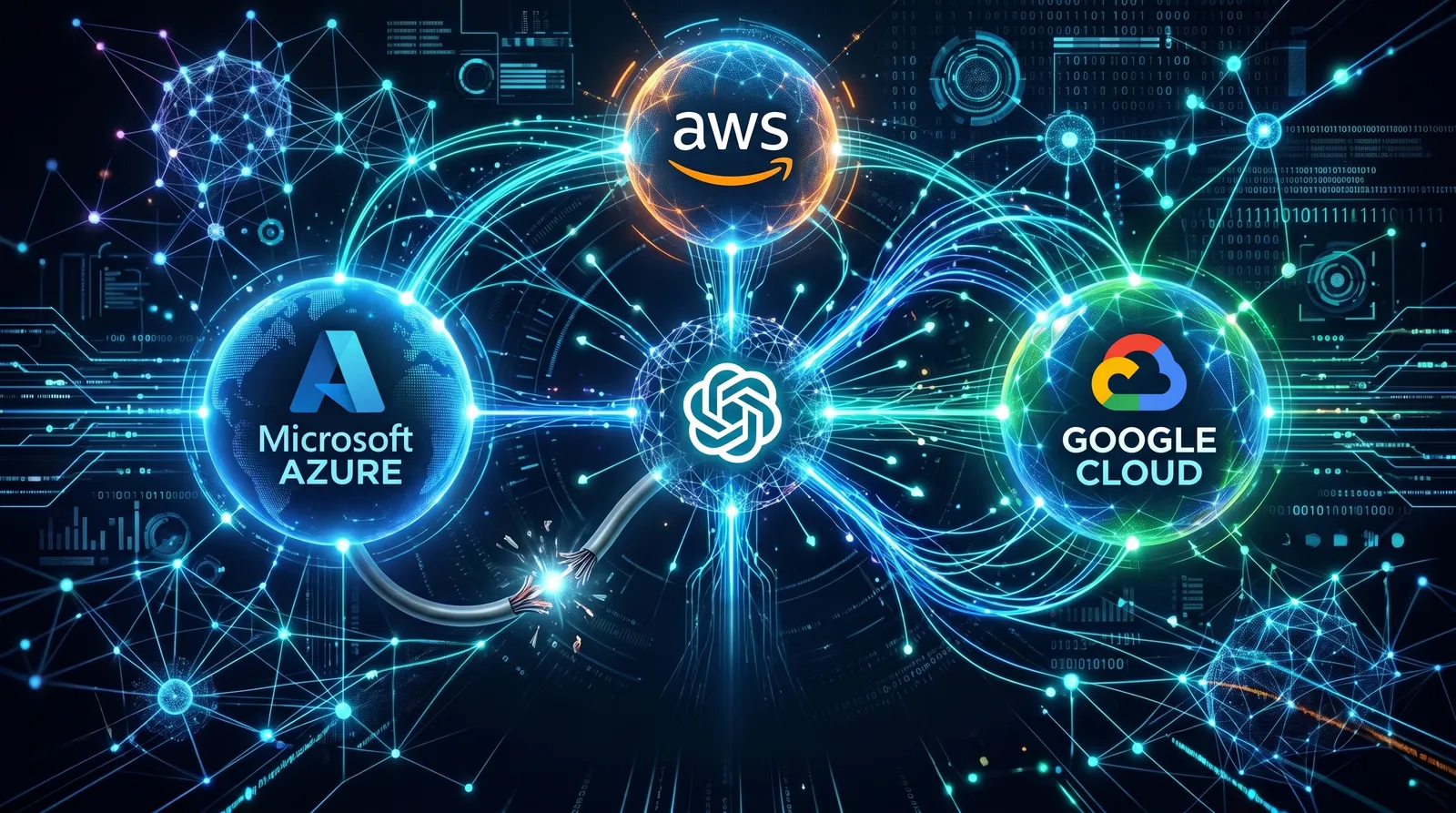 Abstract tech infrastructure visualization representing data systems and AI platform architecture